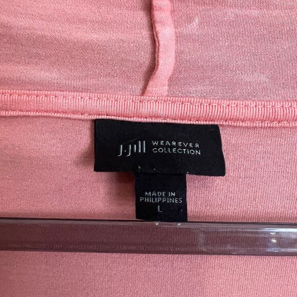 J Jill Wearever Open Front Long Cardigan Large Sweater Rayon Blend Apricot Peach - Picture 4 of 6